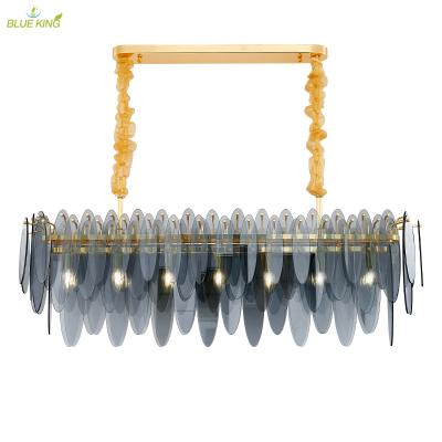 China Post-modern customization shell leaf shape LED glass chandelier for restaurant villa stair chandelier lighting Italian pendant light for sale