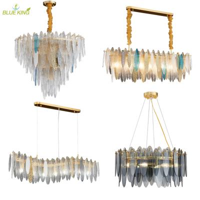 China Latest Contemporary Nordic Luxury Colorful Handcrafted Glass Rectangle Zhongshan Crystal Chandelier For Villa Hotel Bar Ceiling Lamp for sale