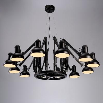 China Contemporary Nordic Creative Simple Stretch Iron Chandelier Personality LED Chandelier Round Spot Light Black for sale