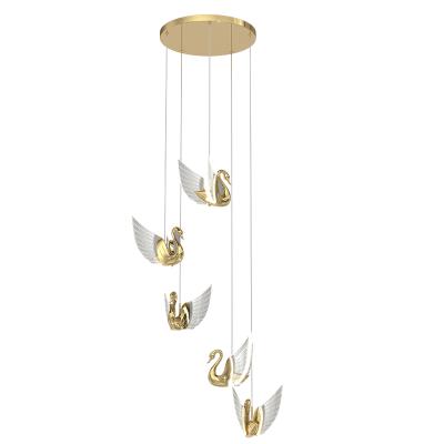 China Minimalist Customized Indoor Modern Hotel Led Goose Floor Lamp Villa Restaurant Spiral Staircase Luxury Chandelier From China for sale