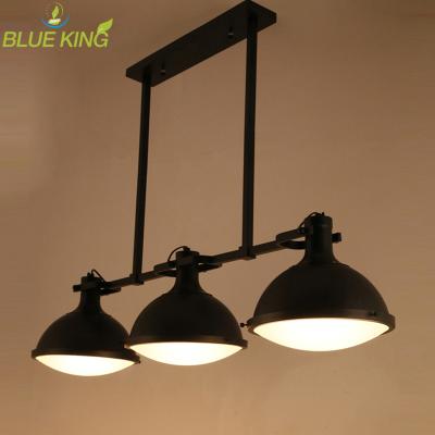 China Retro Simpleity Billiard 3 Lights Traditional Nordic American Black Iron Pendant Light For Restaurant Bar Lamp for sale