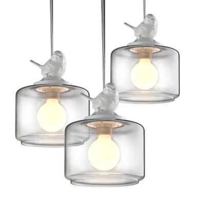 China Modern Hot Sale Minimalist E26 90-260V Dining Light Led White Bird Clear Glass Pendant Lamp for sale