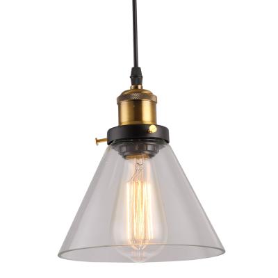 China Modern Modern Iron Hanging Industrial Style Pendant Lamp Glass Funnel Shaped Led Pendant Lighting for sale