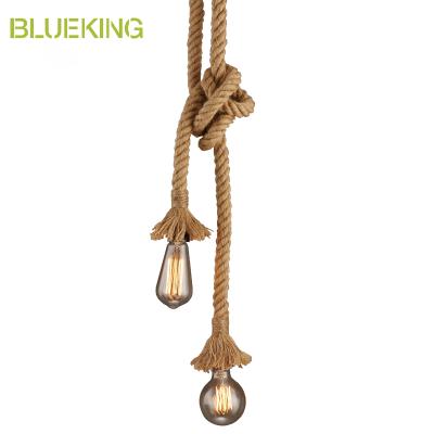 China 2 American Style Industrial Handmade Knitted Knitted Hanging Lights Hemp Rope Lamps DIY Loft Lights for sale