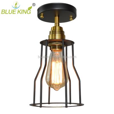 China Surface Mounted Simple Style Vintage Cage Balcony Metal Ceiling Light Fixture For Passage Hotel Bar for sale