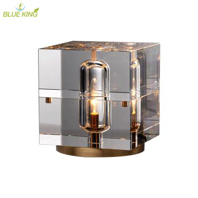 China Wholesale Brand New Post Modern Plated Dimmable Bed Side Lamp Crystal Glass Table Lamps Modern Luxury Copper Living Room for sale