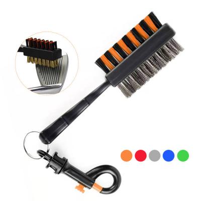 China Double Sided Brush Hot Selling Bilateral Golf Club Cleaning Brush With Clip Golf Club Tool Pocket Golf Club Cleaning Brush for sale