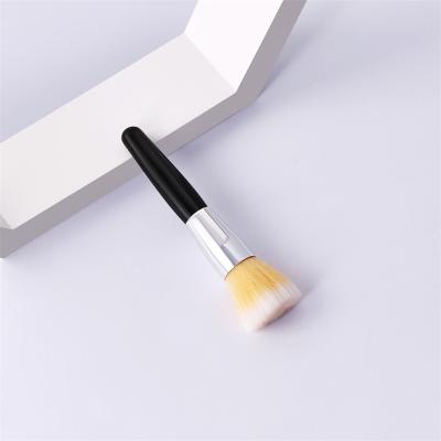 China Black and White Mini Flat Head Round Single Kabuki Powder Base Makeup Brush Smudge Brush Simple Makeup Tool for sale