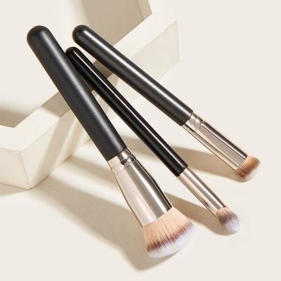 China Angular Blush Profession Black Wooden Magic Concealer Brush Base Traceless Makeup Brush 3PCS Fluffy Concealer Cutout Makeup Tool for sale