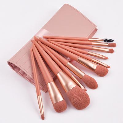 China Angular Blush Makeup Set Brush 11Pcs Pink Cosmetic Powder Eyeshadow Base Blush Blending Beauty Make Up Brush Maquiagem With Bag for sale