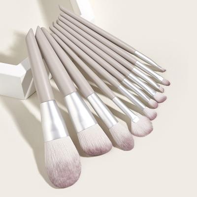 China Angular Blush 10pcs Makeup Brush Set Face Foundation Powder Eyeshadow Eyebrow Highlight Kabuki Blend Sweep Beauty Cosmetic Tools for sale