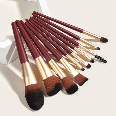 China Angular Blush Makeup 10Pcs Brush Set Foundation Cosmetic Powder Blush Blending Beauty Kit Make Up Brush Tool Eyeshadow Concealer Pencil Maquiagem for sale