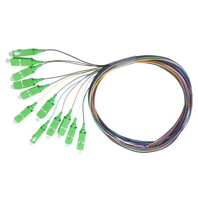 China FTTH 0.9mm SCAPC FTTH Singlemode Fiber Patch Cord SC LC FC ST 12 Core Bundled Fiber Pigtail for sale