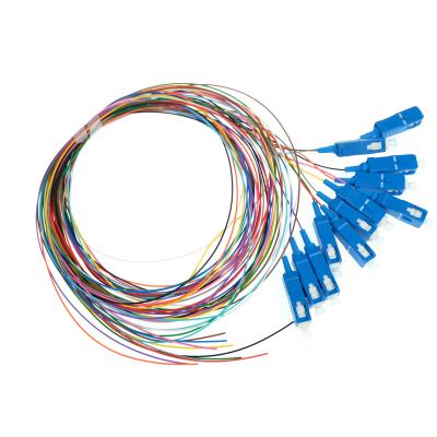 China FTTH 0.9mm SC Square Head FTTH Singlemode Fiber Patch Cord SC LC FC ST 12 Core Bundled Fiber Pigtail for sale