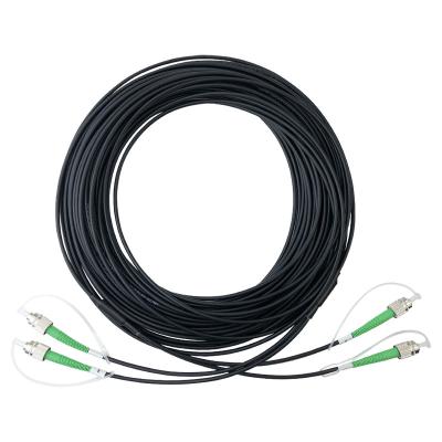 China FTTX FTTH Black G652D G657A FC LC SC ST Connector 1/3/5/10m 2 Fibers LSZH/PVC Armored Fiber Optic Patch Cord for sale