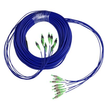 China Color9/125 Armored Fiber Optic Patch Cord G652D G657A FCAPC-FCAPC FTTX FTTH Single Mode Blue Connector 8 Cores for sale