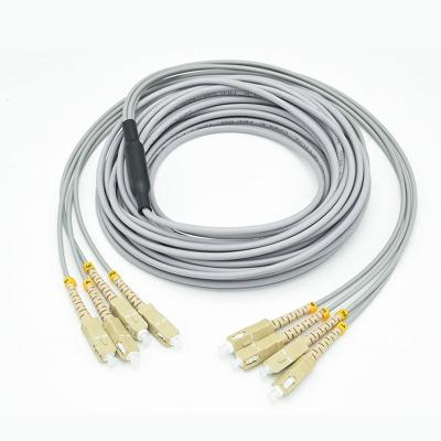 China FTTX FTTH Patch Cord 8 12coresFiber Multimode Gray Color 50/125 LC-LC Armored4 6 Connector Optical for sale