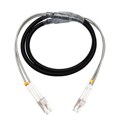 China FTTX FTTH Base Station Outdoor Armored MM LC Duplex 7.0mm Fiber Optic Patch Cord for sale