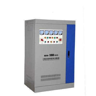 China SBW-100KVA Three Phase Fully Automatic Compensating Voltage Regulator 380v Electrical High Power Cabinet for sale