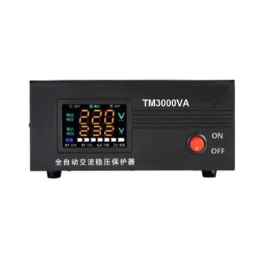 China TM3000VA Electric Equipment Black Digital Voltage Stabilizer 3 KVA 220V Intelligent Home Automatic Voltage Stabilizer for sale