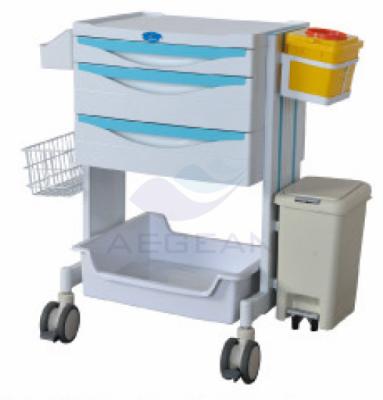 China AG-MT014 Traditional Mobile Injection Cart ABS Plastic Nursing Patient Medical Trolley for sale