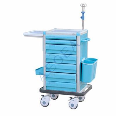 China AG-P16-1 Hospital Large Size Traditional Medical ABS Plastic Drawer Trolley With Wheels for sale