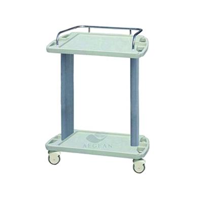 China AG-LPT001A traditional with side rails two layers mobile ward trolley plastic hospital laptop for sale