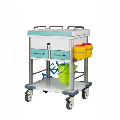 China CE AG-MT033 Traditional ISO Two Drawers Steel Mobile Hospital Emergency Trolley for sale