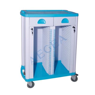 China ABS AG-CHT003 Traditional Hospital Nurse Mobile Records Storage Patient File Trolley for sale