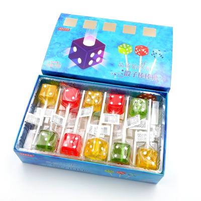 Cina colorful dice shape cube hard lollipop candy with fruit flavor in vendita