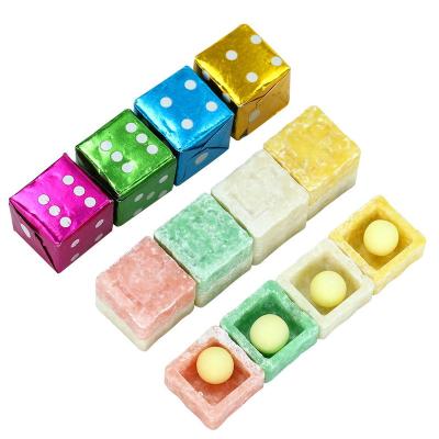 China halal assorted fruit flavor square dice bubble gum chewing gum with sour candy manufacturer for sale