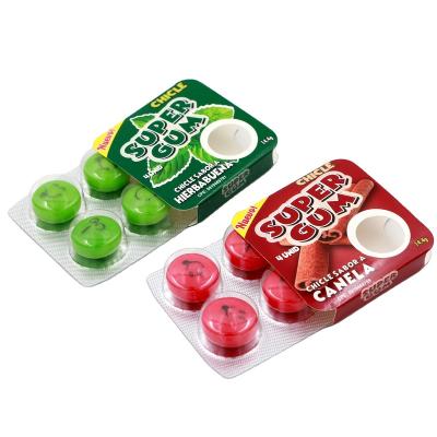 中国 4 piece blister packaging bubble gum strong mint bubble gum candy Halal oblate shape bubble gum candy 販売のため