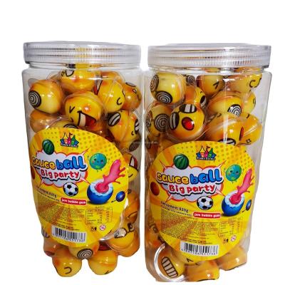 China Facial expression ball shape bubble gum filled jam chewing bubble gum candy halal for sale