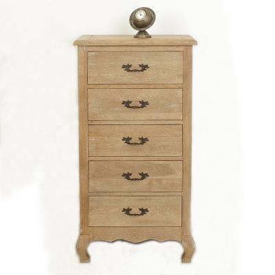 China Chest Of Drawer Design /5 Drawer Sideboard Cabinet Rustic Style Hand Carved Wood Hardware (DT-1044-OAK) for sale