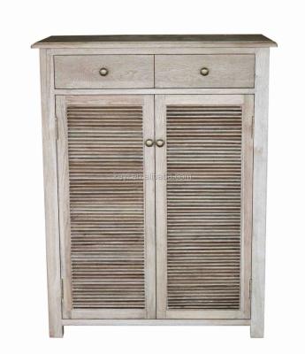 China PANEL Living Room Two Antique Wood Door and Drawers Breathe Freely Airy Shoes Cabinets (DT-1016-OAK) with Window-Shades Design for sale