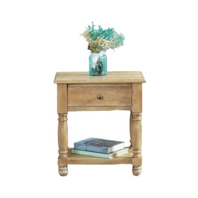 China European Rustic Antique Style Wooden One Drawer Living Room Side Table/End Table (DT-1173-OAK) for sale