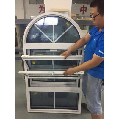 China OEM dubbelboog aluminium gehangen venster fluorkoolstofcoating Te koop