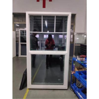 China Vidrio templado UPVC Ventana suspendida única de estilo americano Perfil de PVC Ventana corredera de vinilo en venta