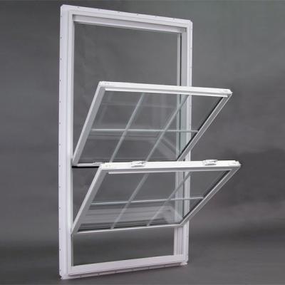 China Vidro deslizante vertical UPVC Sash de vidro duplo Janela de vinil Anti-roubo à venda