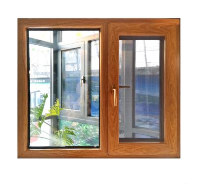 China Doppelschwing-Innenraum-Fenster-Fenster-Tür-Holz-Look UPVC zu verkaufen