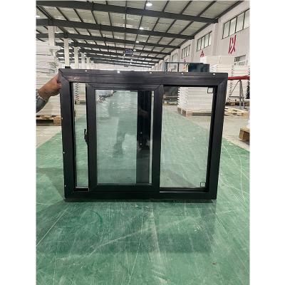 Cina Fly Screen Nero UPVC American Single Sliding Window con materiale di rete per schermo in fibra di vetro in vendita