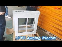 Top Hung UPVC Awning Window Vertical Customized Size With Grill Awning