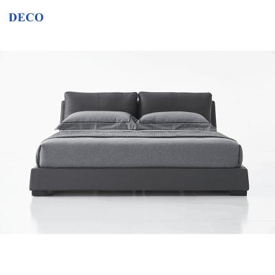 China Environment Friendly Modern Luxury Bedroom Furniture Set King Size Bed Frame With Genuine Leather Customize Color for sale