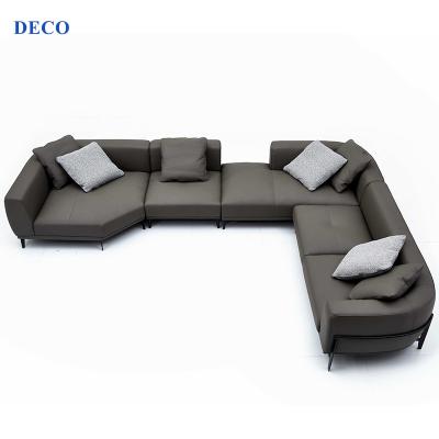 China Modular Luxury Furniture Free Standing Modular Real Genuine Leather Extended Living Room Sofa for sale