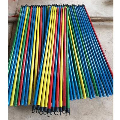 China Guangxi Factory Eco-friendly Solid Color PVC Coating Plastic Sheet Brush Stick Broom Heavy Duty Single Wooden Handle for sale