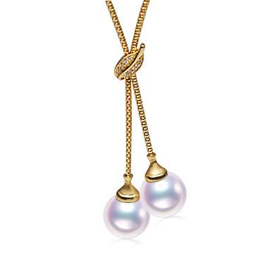 China CLASSIC Diamond 0.06cts Vintage Pearl Necklace 14k White Gold Gold Pearl Pendant Jewelry Supplier for sale