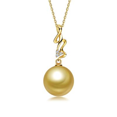 China 2021 Suppliers 2021 Gold Philippine Pearl CLASSIC 10.5-11mm Pendant Claw Setting AU750 hiphop pendant for sale