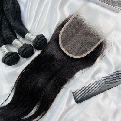 China 100% Straight Virgin Hair Wholesale 10a 12a Natual Bundles With Closure Remy Virgin Human Brazilian Hair Extenisons for sale