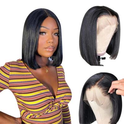 China Short Bob Wigs Human Hair Hd Full Lace Front Wig Raw Peruvian Virgin Hair Straight Lace Front Wigs Wave Wig For Black Women for sale