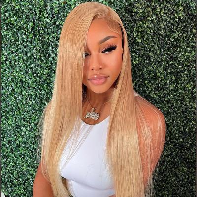 China 613 Frontal Wigs For Black Women Human Hair Virgin Cuticle Aligned Hair Blond Hd Lace Front Wig Straight 613 Full Lace Wigs for sale